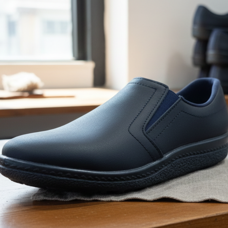 Zueco Piel Cerrado Gomas Liso Marino 35/46