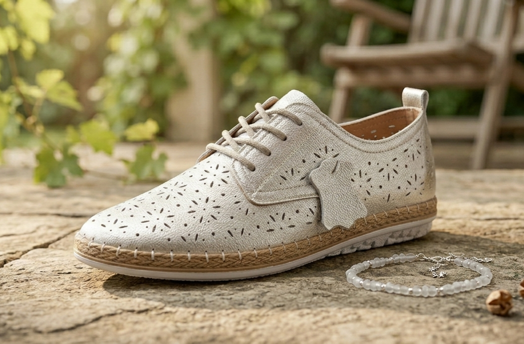 Zapato piel plata calado 36/41