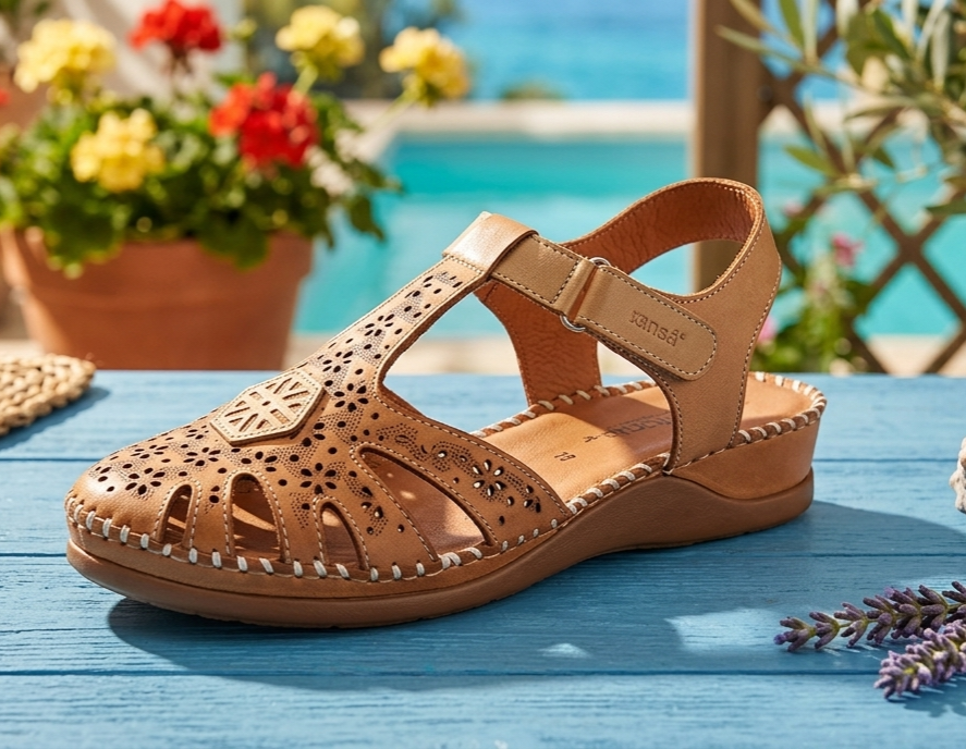 Sandalia cerrada piel marron 36/41