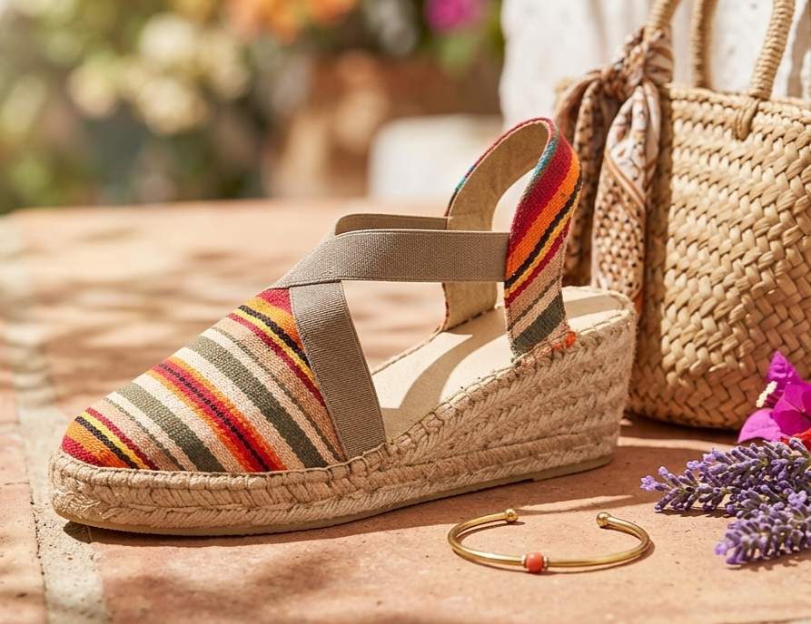 Alpargata rayas naranja cuña 35/41