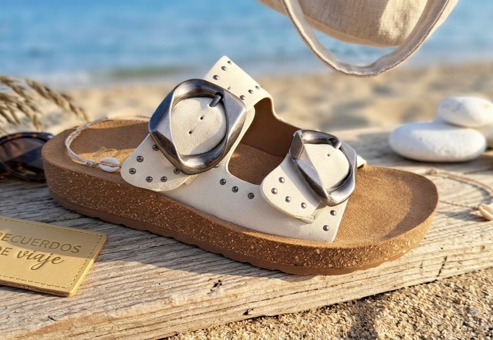 Sandalia blanca 2 hebillas grandes 36/41